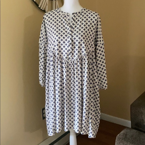 Free People Dresses & Skirts - Free People Blue and Cream Geometric Boho Dress